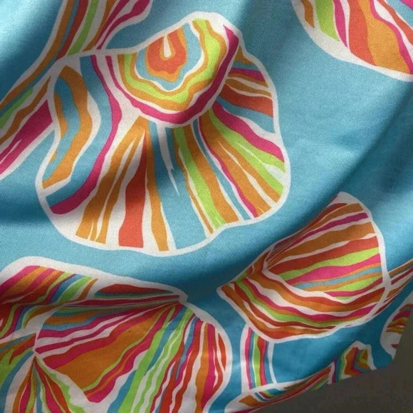 Gretchen Scott Shell Shock Ruffle Neck Dress Preppy Resortwear Tropical Size S - Picture 10 of 15